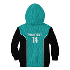 Custom New Zealand Stingray Oztag Kid Hoodie Tag Rugby Maori Pattern Teal Version