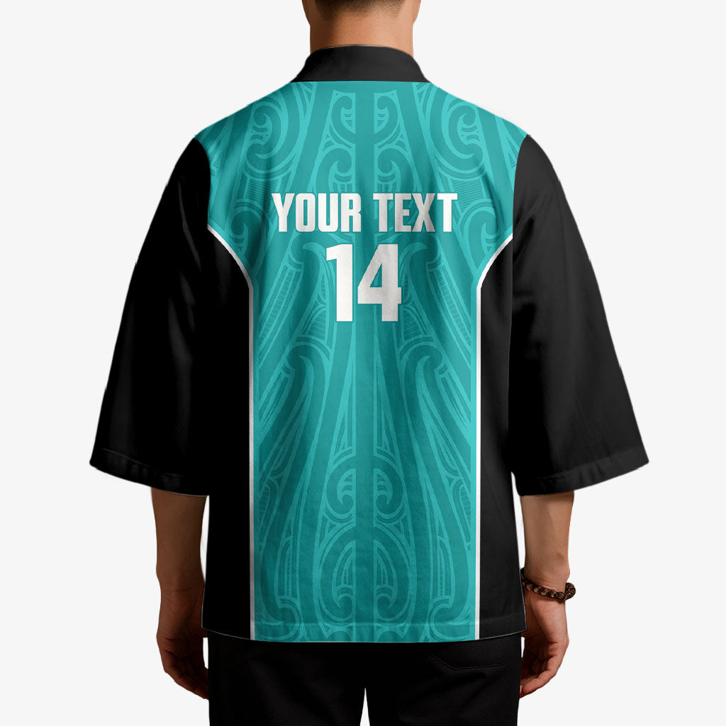 Custom New Zealand Stingray Oztag Kimono Tag Rugby Maori Pattern Teal Version