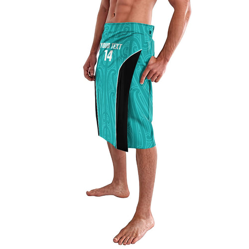 Custom New Zealand Stingray Oztag Lavalava Tag Rugby Maori Pattern Teal Version