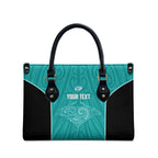 Custom New Zealand Stingray Oztag Leather Bag Tag Rugby Maori Pattern Teal Version