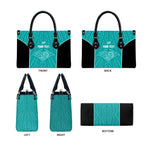Custom New Zealand Stingray Oztag Leather Bag Tag Rugby Maori Pattern Teal Version