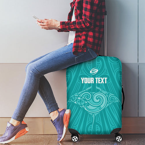 Custom New Zealand Stingray Oztag Luggage Cover Tag Rugby Maori Pattern Teal Version