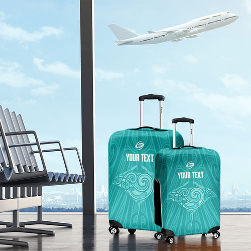 Custom New Zealand Stingray Oztag Luggage Cover Tag Rugby Maori Pattern Teal Version