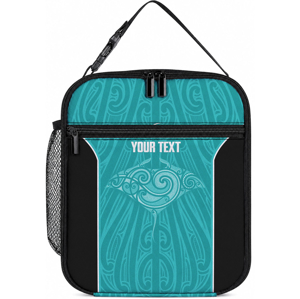 Custom New Zealand Stingray Oztag Lunch Bag Tag Rugby Maori Pattern Teal Version