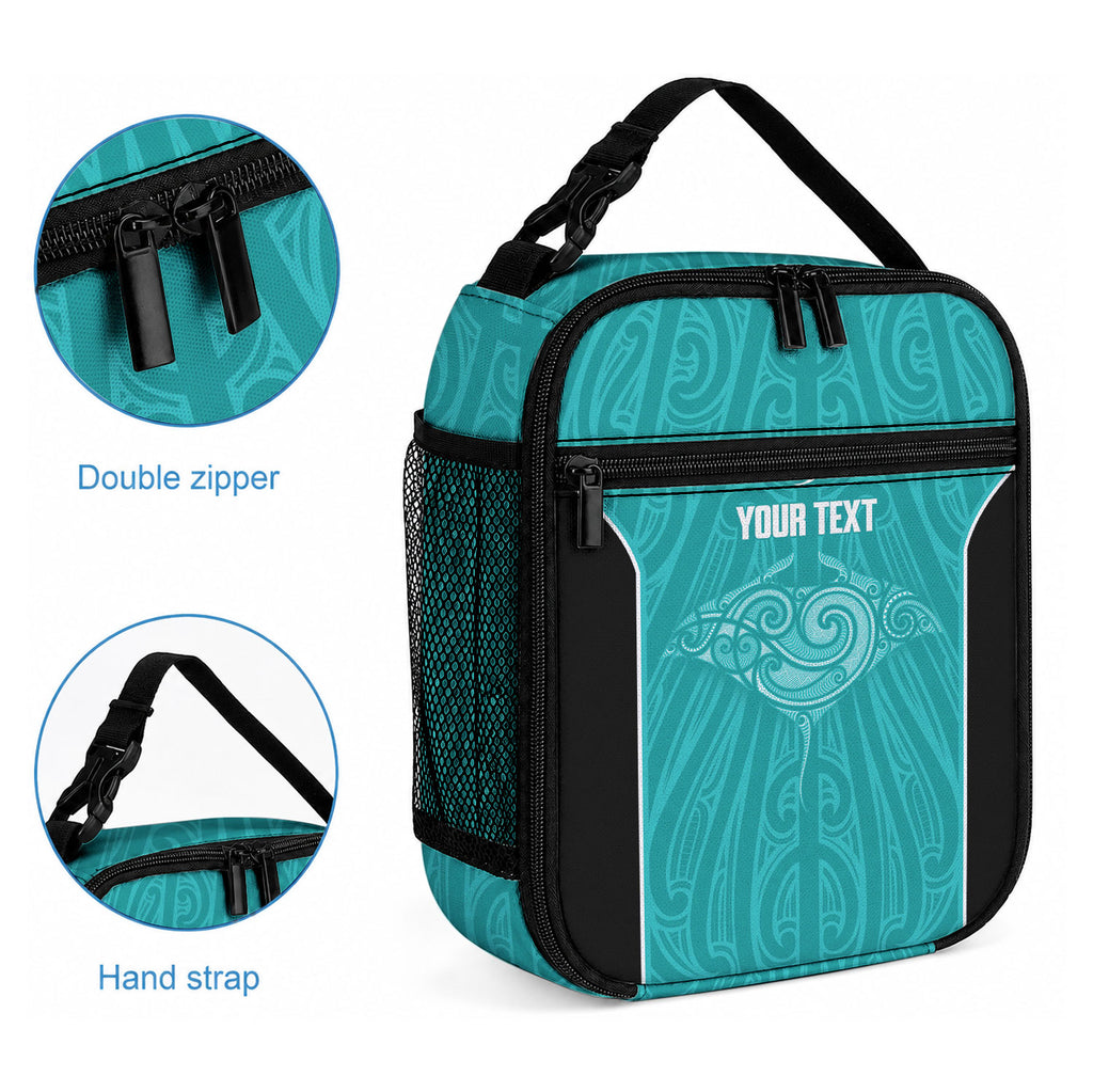 Custom New Zealand Stingray Oztag Lunch Bag Tag Rugby Maori Pattern Teal Version