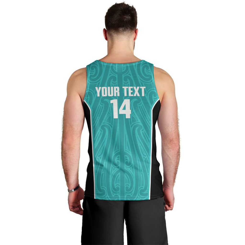 Custom New Zealand Stingray Oztag Men Tank Top Tag Rugby Maori Pattern Teal Version