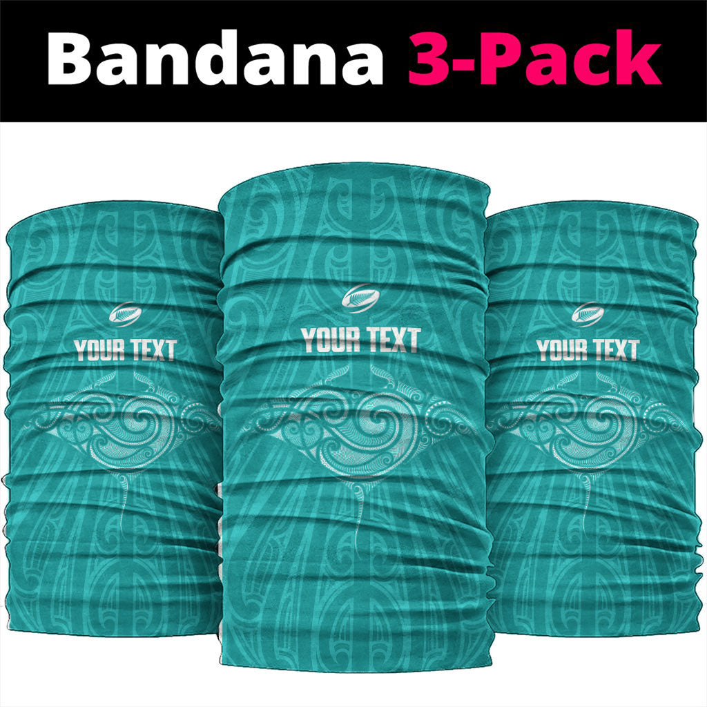 Custom New Zealand Stingray Oztag Neck Gaiter Tag Rugby Maori Pattern Teal Version
