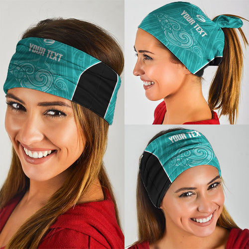 Custom New Zealand Stingray Oztag Neck Gaiter Tag Rugby Maori Pattern Teal Version