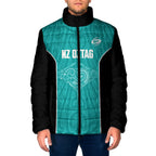 Custom New Zealand Stingray Oztag Padded Jacket Tag Rugby Maori Pattern Teal Version