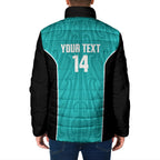 Custom New Zealand Stingray Oztag Padded Jacket Tag Rugby Maori Pattern Teal Version