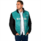 Custom New Zealand Stingray Oztag Padded Jacket Tag Rugby Maori Pattern Teal Version