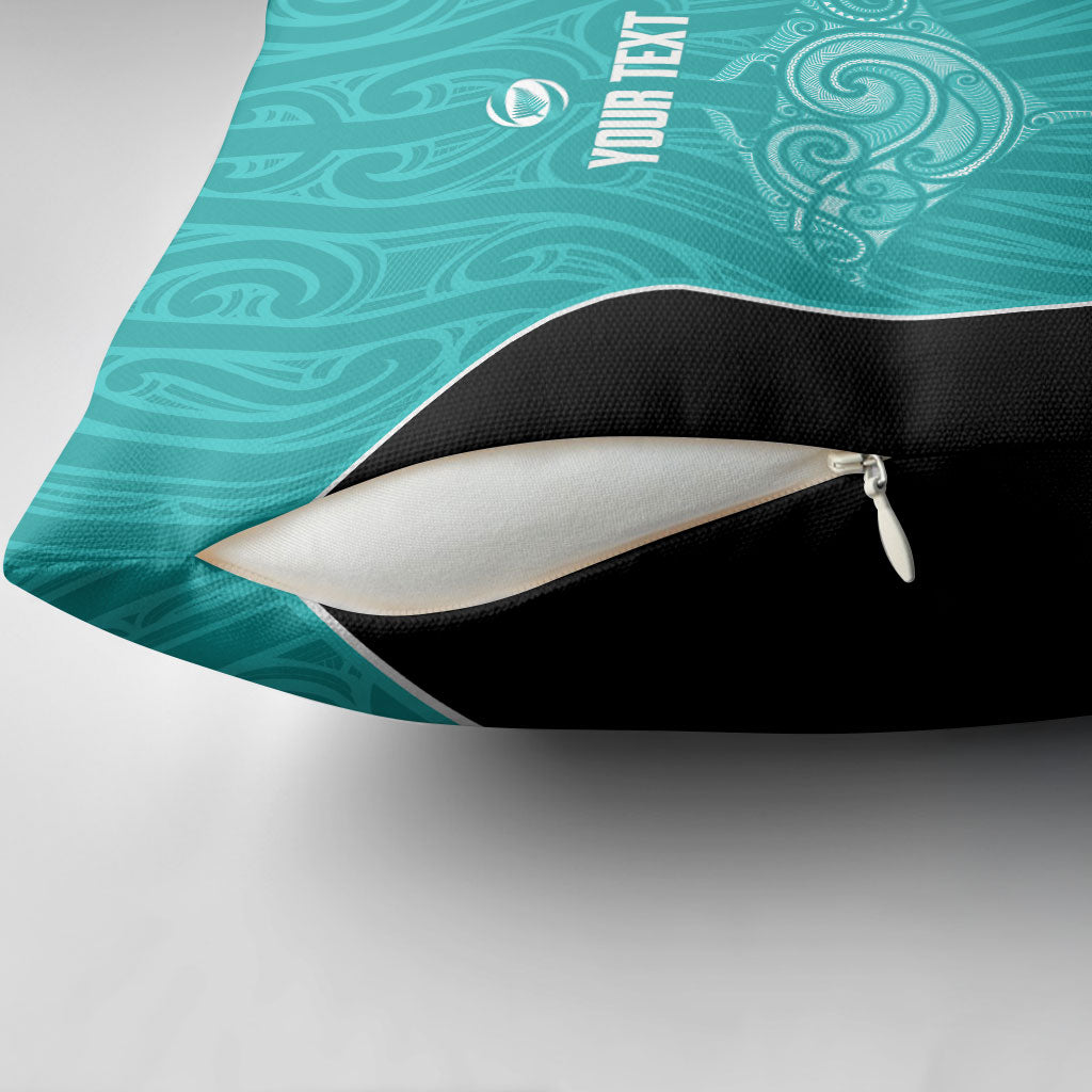 Custom New Zealand Stingray Oztag Pillow Cover Tag Rugby Maori Pattern Teal Version