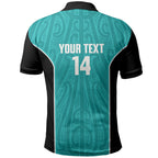 Custom New Zealand Stingray Oztag Polo Shirt Tag Rugby Maori Pattern Teal Version