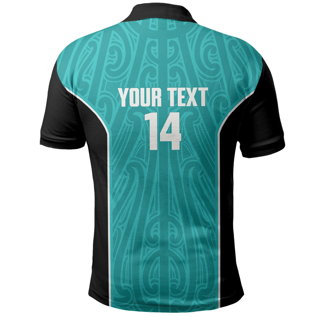 Custom New Zealand Stingray Oztag Polo Shirt Tag Rugby Maori Pattern Teal Version