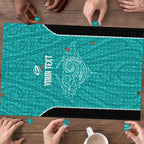 Custom New Zealand Stingray Oztag Puzzle Tag Rugby Maori Pattern Teal Version