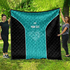 Custom New Zealand Stingray Oztag Quilt Tag Rugby Maori Pattern Teal Version