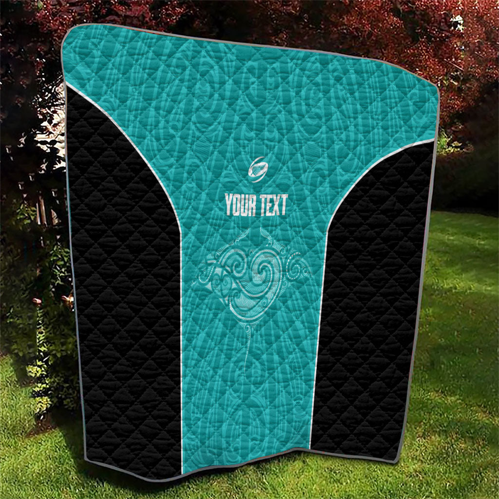 Custom New Zealand Stingray Oztag Quilt Tag Rugby Maori Pattern Teal Version