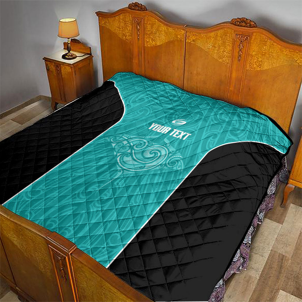 Custom New Zealand Stingray Oztag Quilt Tag Rugby Maori Pattern Teal Version