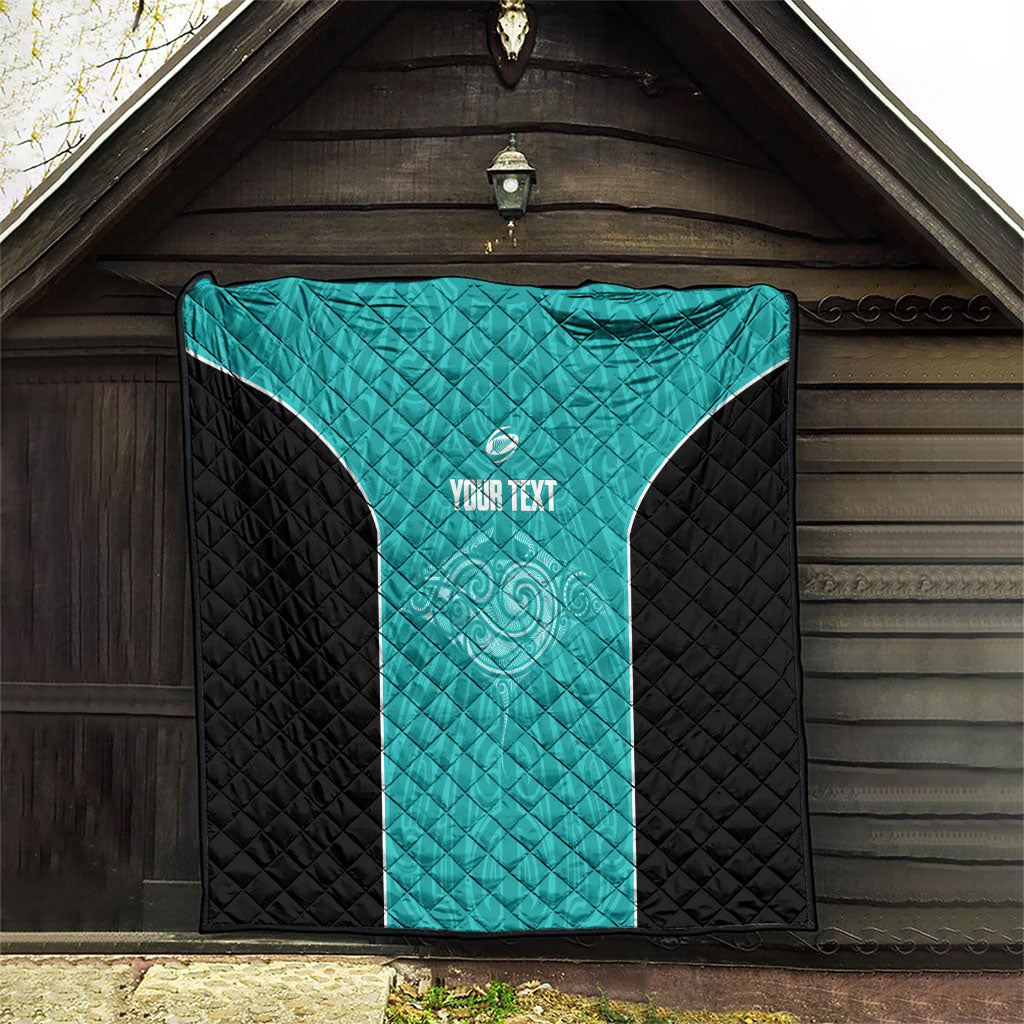 Custom New Zealand Stingray Oztag Quilt Tag Rugby Maori Pattern Teal Version