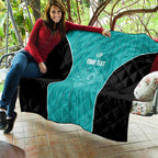 Custom New Zealand Stingray Oztag Quilt Tag Rugby Maori Pattern Teal Version
