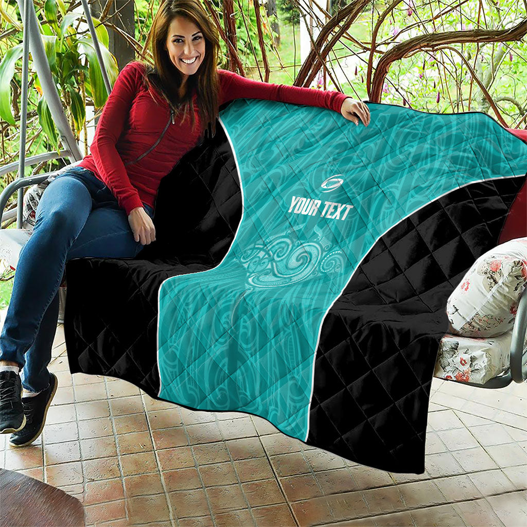 Custom New Zealand Stingray Oztag Quilt Tag Rugby Maori Pattern Teal Version