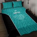 Custom New Zealand Stingray Oztag Quilt Bed Set Tag Rugby Maori Pattern Teal Version