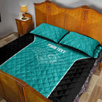 Custom New Zealand Stingray Oztag Quilt Bed Set Tag Rugby Maori Pattern Teal Version
