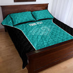 Custom New Zealand Stingray Oztag Quilt Bed Set Tag Rugby Maori Pattern Teal Version