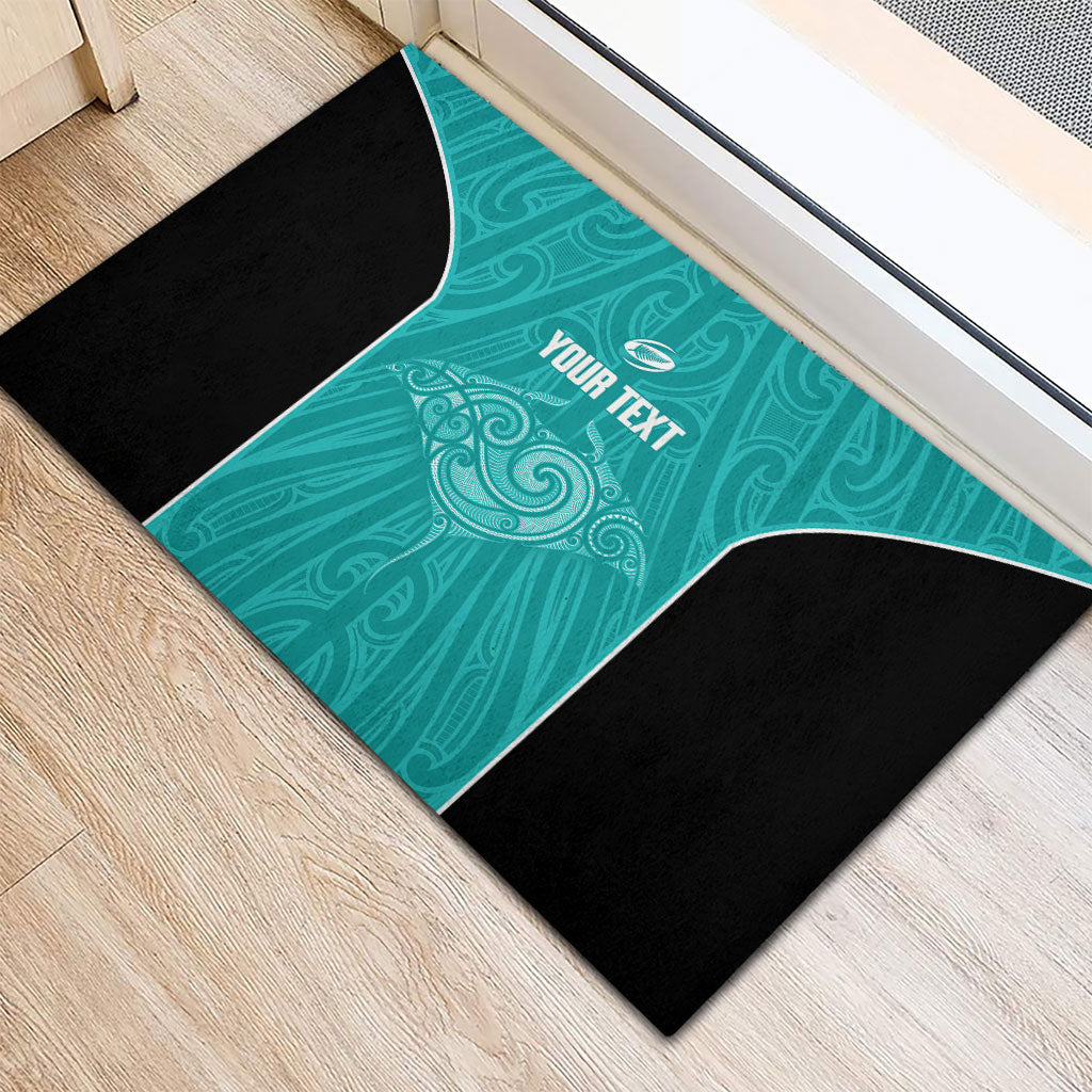 Custom New Zealand Stingray Oztag Rubber Doormat Tag Rugby Maori Pattern Teal Version
