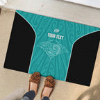 Custom New Zealand Stingray Oztag Rubber Doormat Tag Rugby Maori Pattern Teal Version