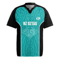 Custom New Zealand Stingray Oztag Rugby Jersey Tag Rugby Maori Pattern Teal Version