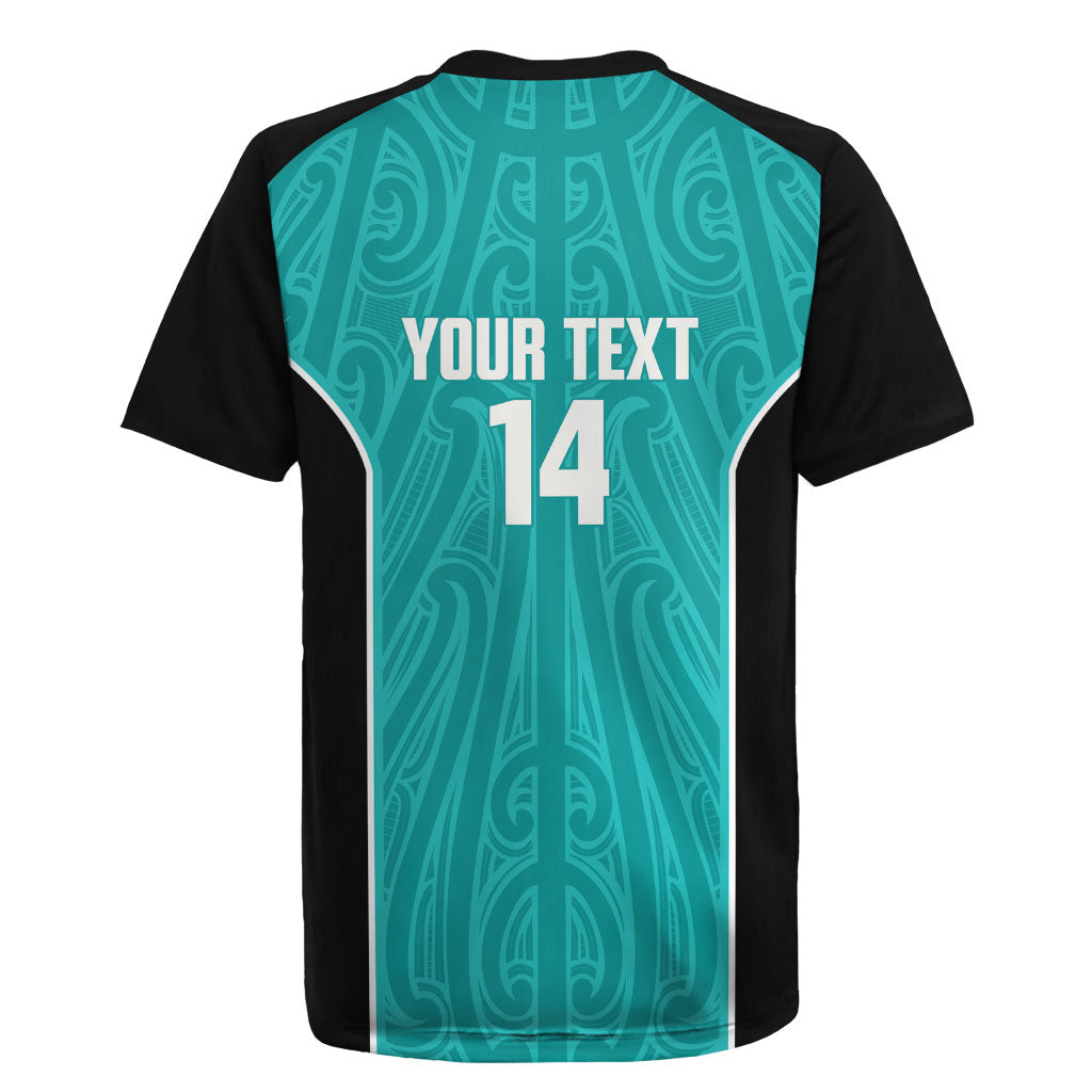 Custom New Zealand Stingray Oztag Rugby Jersey Tag Rugby Maori Pattern Teal Version