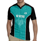Custom New Zealand Stingray Oztag Rugby Jersey Tag Rugby Maori Pattern Teal Version