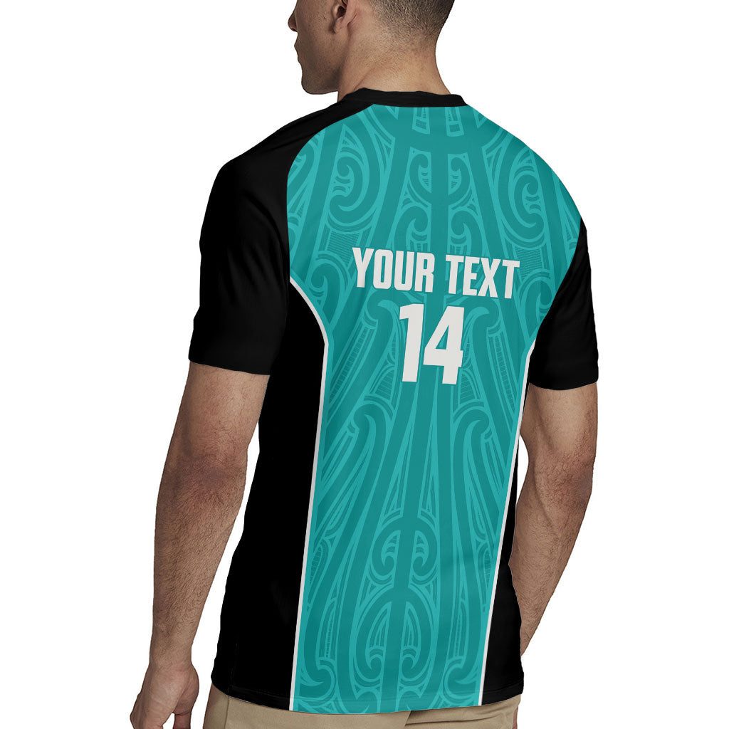 Custom New Zealand Stingray Oztag Rugby Jersey Tag Rugby Maori Pattern Teal Version