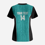 Custom New Zealand Stingray Oztag Scrub Top Tag Rugby Maori Pattern Teal Version