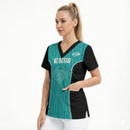 Custom New Zealand Stingray Oztag Scrub Top Tag Rugby Maori Pattern Teal Version