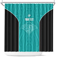 Custom New Zealand Stingray Oztag Shower Curtain Tag Rugby Maori Pattern Teal Version