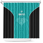 Custom New Zealand Stingray Oztag Shower Curtain Tag Rugby Maori Pattern Teal Version