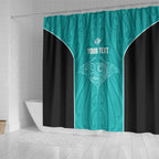 Custom New Zealand Stingray Oztag Shower Curtain Tag Rugby Maori Pattern Teal Version