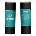 Custom New Zealand Stingray Oztag Skinny Tumbler Tag Rugby Maori Pattern Teal Version
