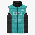 Custom New Zealand Stingray Oztag Sleeveless Puffer Jacket Tag Rugby Maori Pattern Teal Version