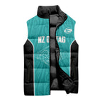 Custom New Zealand Stingray Oztag Sleeveless Puffer Jacket Tag Rugby Maori Pattern Teal Version
