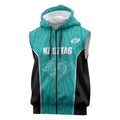 Custom New Zealand Stingray Oztag Sleeveless Zip Hoodie Tag Rugby Maori Pattern Teal Version