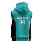 Custom New Zealand Stingray Oztag Sleeveless Zip Hoodie Tag Rugby Maori Pattern Teal Version