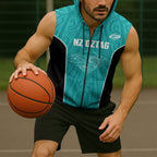 Custom New Zealand Stingray Oztag Sleeveless Zip Hoodie Tag Rugby Maori Pattern Teal Version