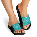 Custom New Zealand Stingray Oztag Slide Sandals Tag Rugby Maori Pattern Teal Version