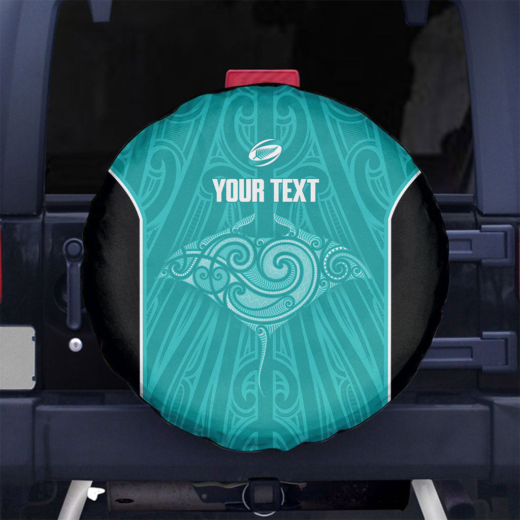 Custom New Zealand Stingray Oztag Spare Tire Cover Tag Rugby Maori Pattern Teal Version