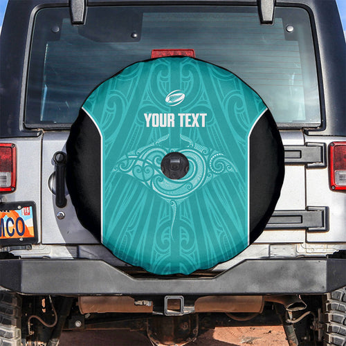 Custom New Zealand Stingray Oztag Spare Tire Cover Tag Rugby Maori Pattern Teal Version