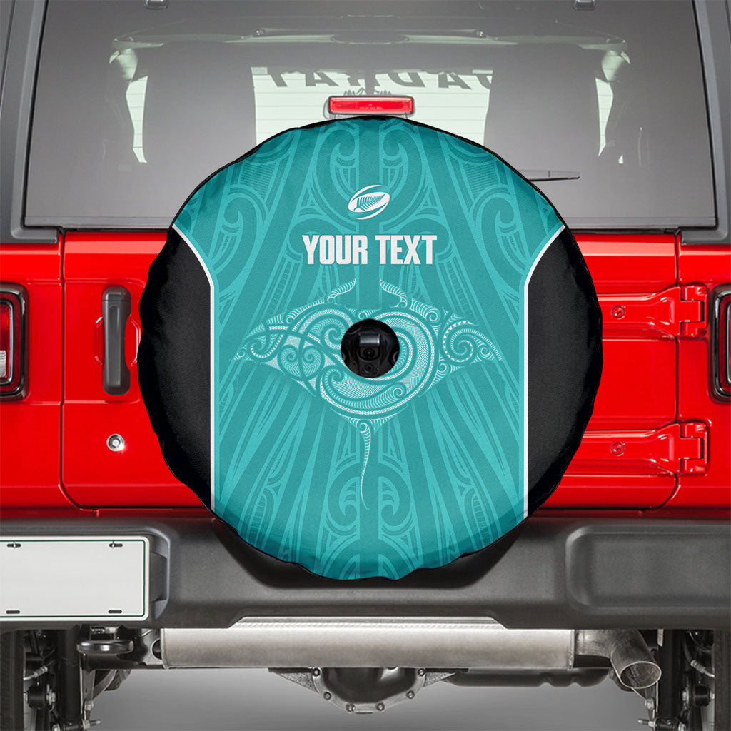 Custom New Zealand Stingray Oztag Spare Tire Cover Tag Rugby Maori Pattern Teal Version