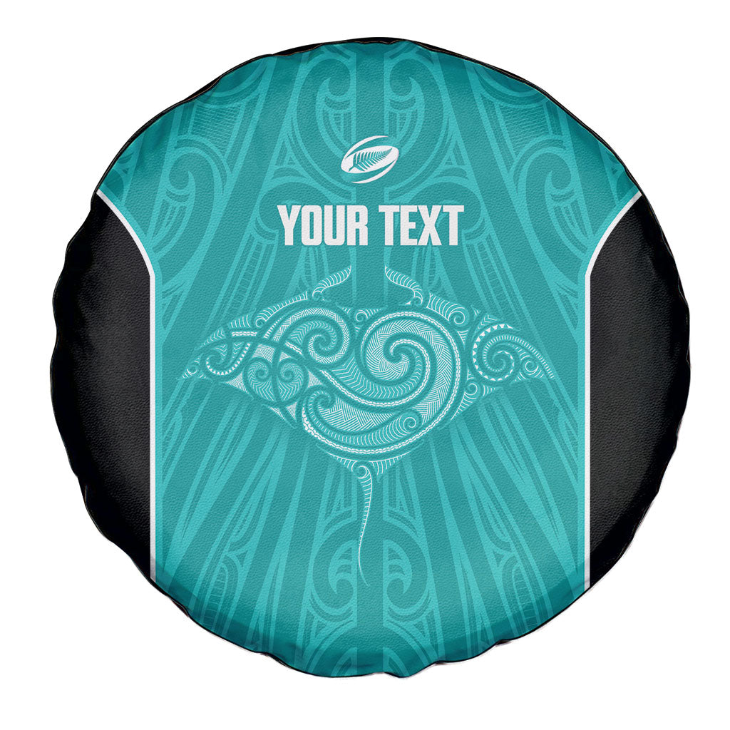 Custom New Zealand Stingray Oztag Spare Tire Cover Tag Rugby Maori Pattern Teal Version